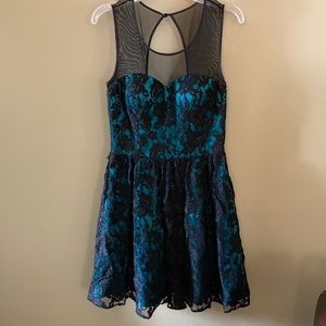 🩷 Teal & Black Lace Formal Dress